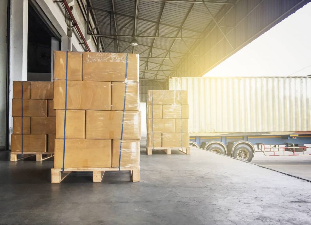 warehouse shipment of cardboard boxes